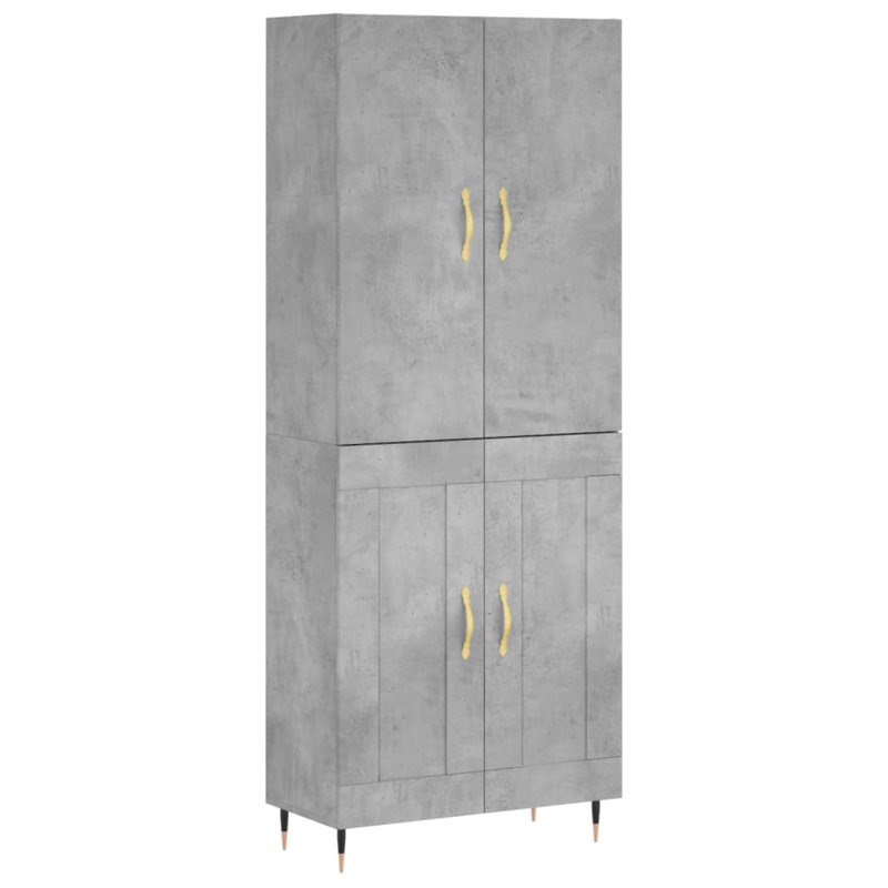 Mickinzie 4 Door Manufactured Wood Wardrobe, Concrete Grey