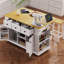Îlot de cuisine 53 po avec rangement interne, rallonge de 50 W, prise de courant, chariot roulant, finition blanche 5-1556251139