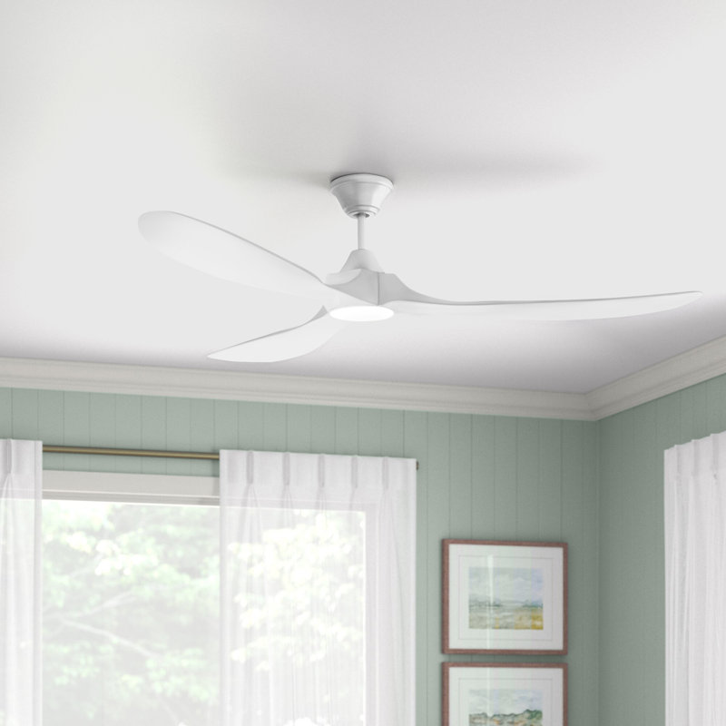 Franny Ceiling Fan with LED Lights, Matte White with White Blades, 52 inches