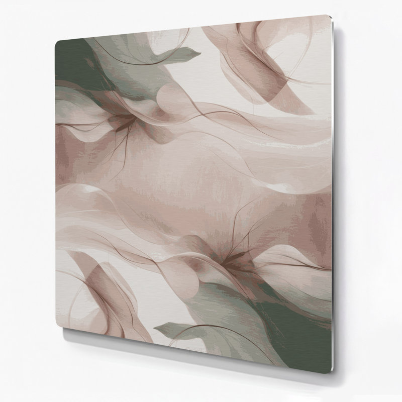 Abstrait paysage 100 beige, art mural en métal, H 12 po x l 12 po