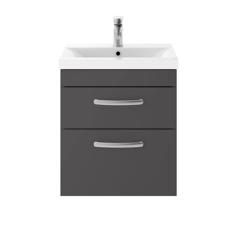 Athena 510mm Single Bathroom Vanity with Integrated Ceramic Basin, Gloss Gray