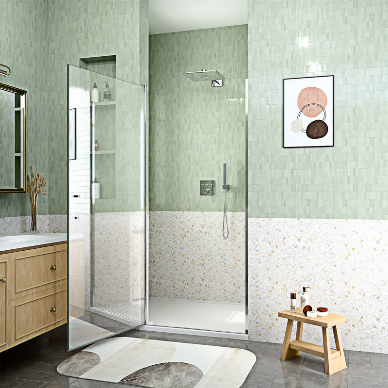 Porte de douche pivotante semi-sans cadre, Chrome chrome