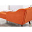 Chaise longue en velours élégant - Revêtement orange doux avec pieds en bois massif et confort