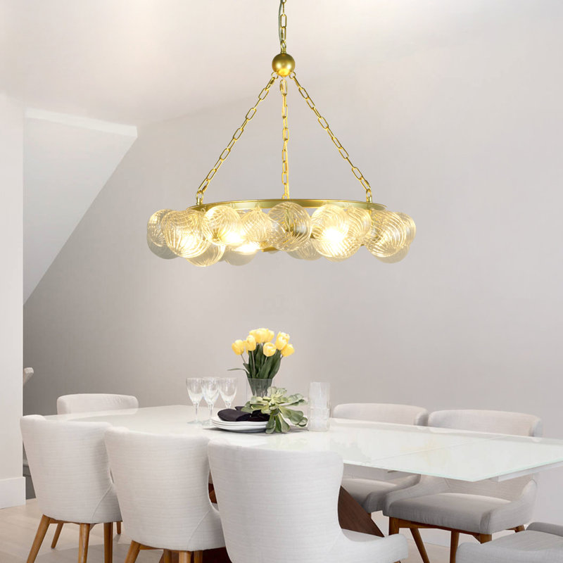 Lustre boule en verre 6 lumières Herrin, Doré