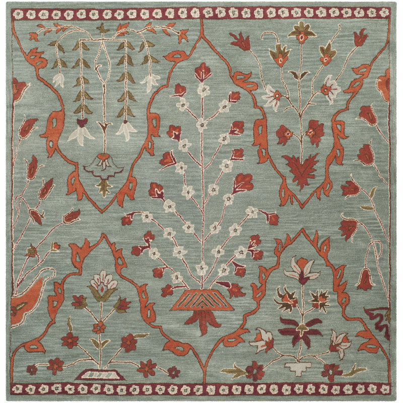 Tapis floral en laine Kouerga Wyndham, Carré de 7 pi