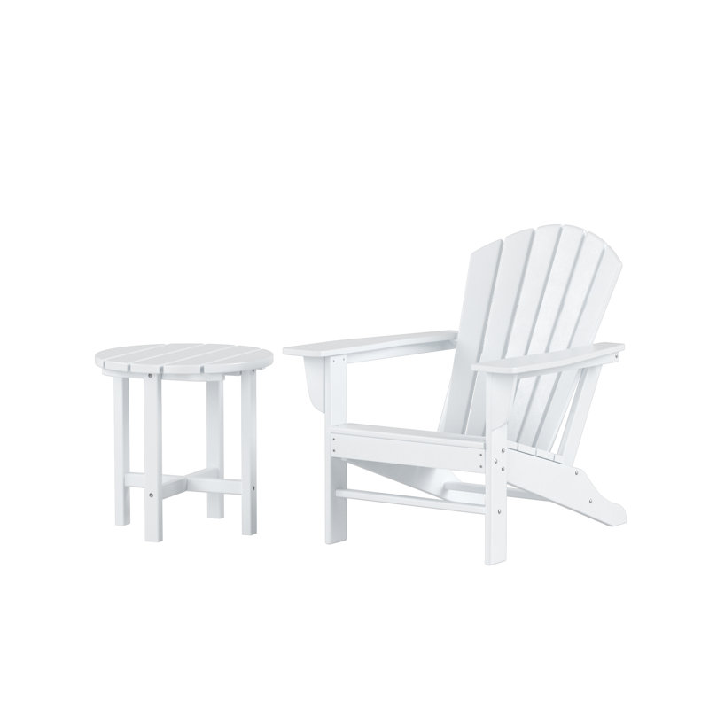 Chaise Adirondack en plastique / résine Altura avec table, Blanc