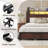 Queen Metal Platform Bed Frame with 2-Tier Storage Headboard,4 Storage Drawers, Built in Charging Station & LED, Noise-Free/No Box Spring Needed, Rustic Brown-2125506464-2125506465