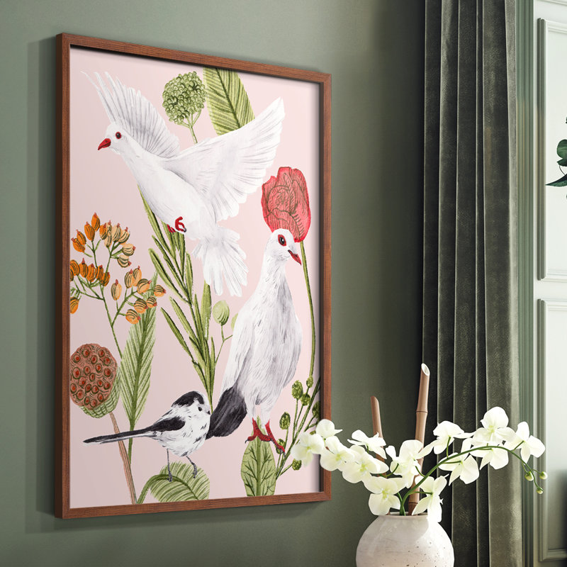 Birds in Motion I, reproduction encadrée - bois massif, Brun, H 28 po x l 22 po