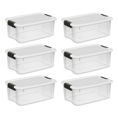 Sterilite Clear Plastic Stackable Storage Bin with White Latch Lid