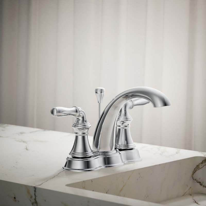 Kohler Devonshire Centerset Bathroom Sink Faucet, 1.2 gpm, Polished Chrome, With Pop Up Drain