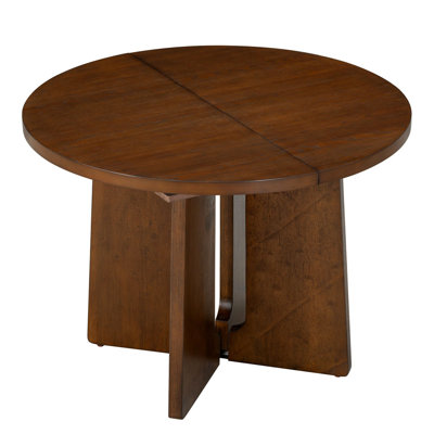 Solid Wood Round Dining Table, Extendable Kitchen Table with 16inch Removable Leaf for Dining Room, Living Room