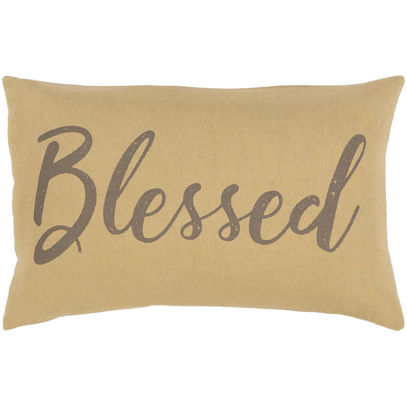 Text Linen Throw Pillow, Dark Brown, Polyester/Polyfill