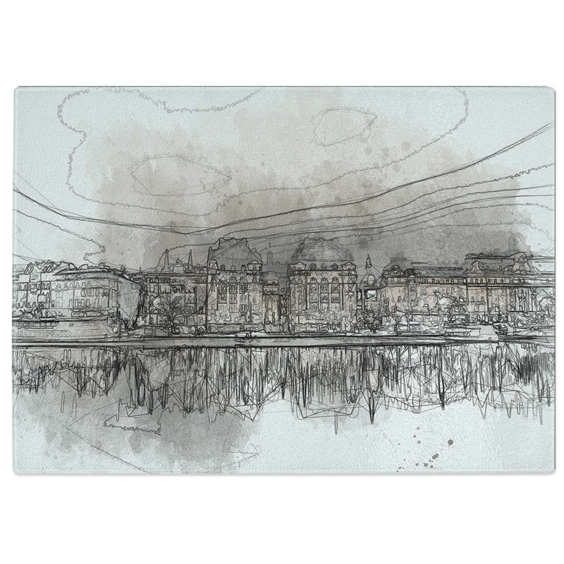 Tempered Glass Reflection of Stockholm in Sweden Chopping Board, 28.5 cm W x 20 cm L