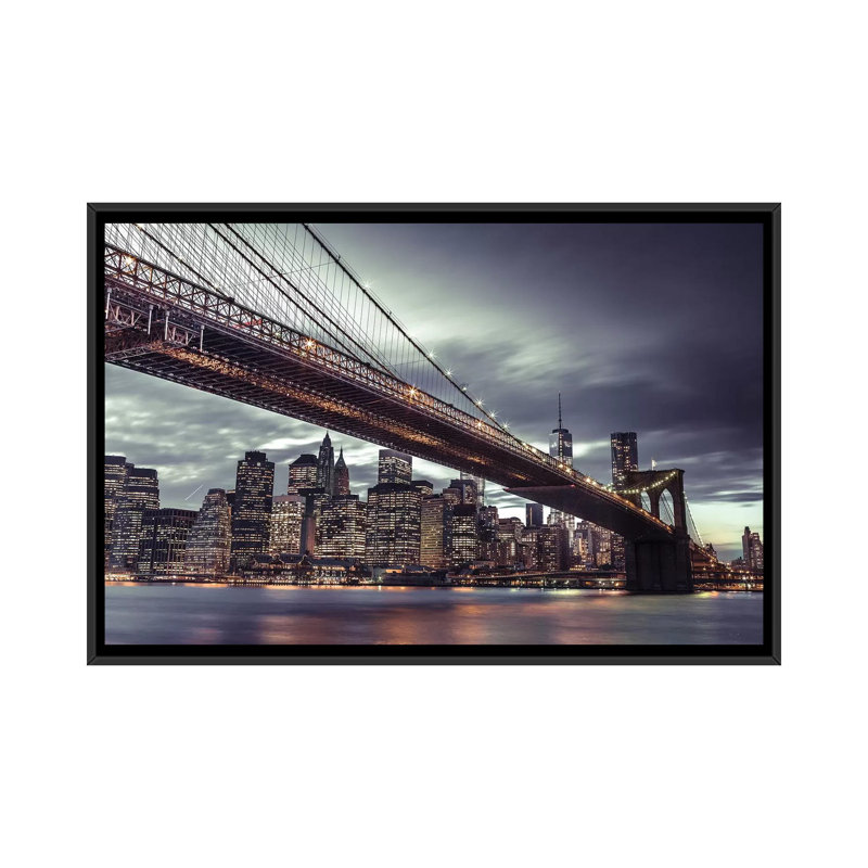 « new york vii », impression sur toile, H 18 po x l 26 po x P 1,5 po, Toile avec cadre noir, Pas de tapis