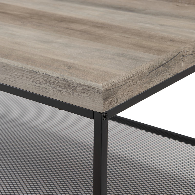 Raffaele Four Leg Coffee Table with Storage, Grey Wash