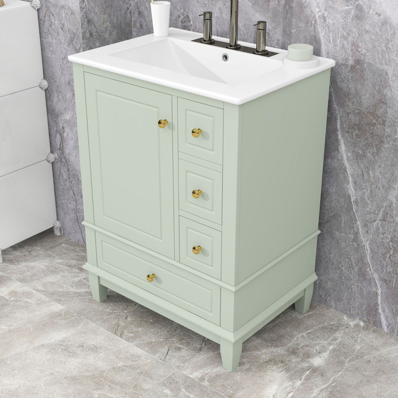 Meuble-lavabo avec lavabo, tiroirs et porte