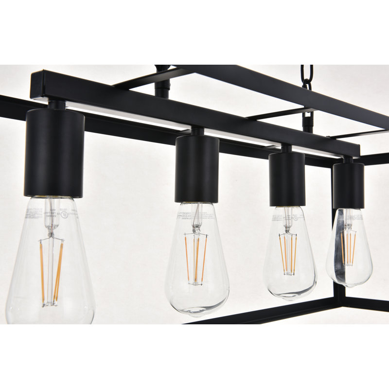 Luminaire suspendu pour îlot de cuisine Enciso, Noir, 4 lumières