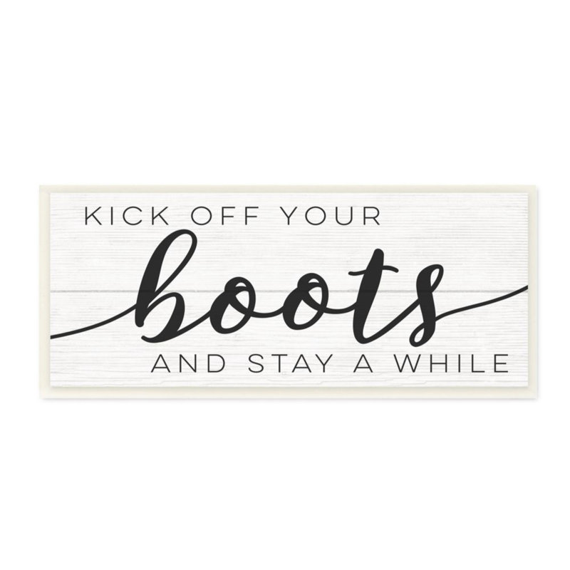 Impression d’art graphique, "Welcome « Your Boots » rustique, Plaque murale, 17" H x 7" W x 0.5" D