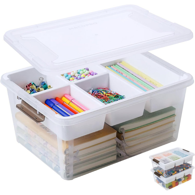 Boîte de rangement en plastique 17qt avec plateau