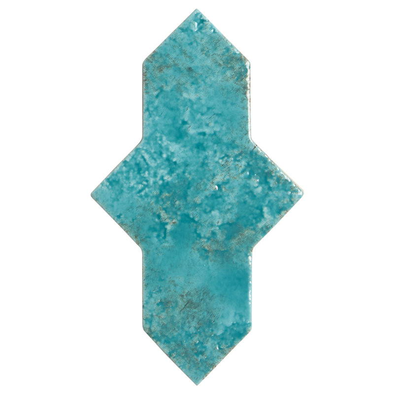 Luna 4.48 In. X 8.46 In. Glossy Textured Porcelain Floor And Wall Tile (5.32 Sq. Ft. / Case), Lagoon Blue