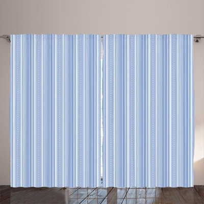 Rustic curtain, geometric chevron flower, light blue and blue