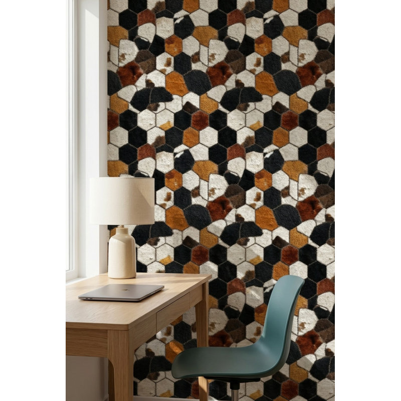 Papier peint hexagonal texture de fourrure éclectique