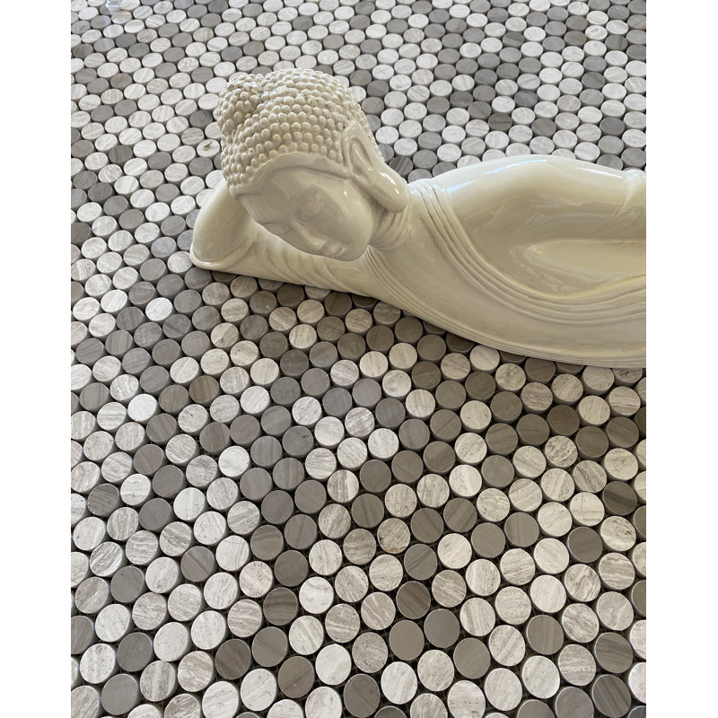 Oyster Glass Penny Round Mosaic Wall Tile