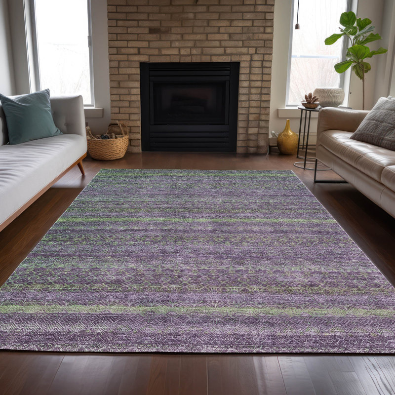 Tapis mauve lavable à la machine intérieur / extérieur Xhevrie, Rectangle 5 pi x 7 pi 6 po