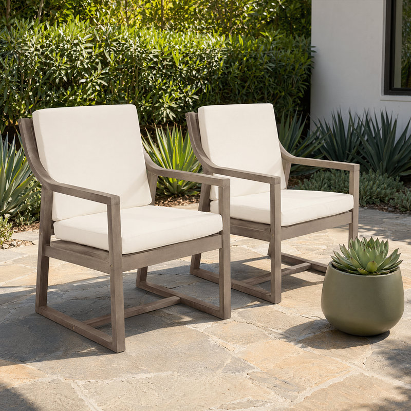 Ensemble de 2 fauteuils d'extérieur résistants aux intempéries avec coussins amovibles - idéal pour les ensembles de salle à manger de patio