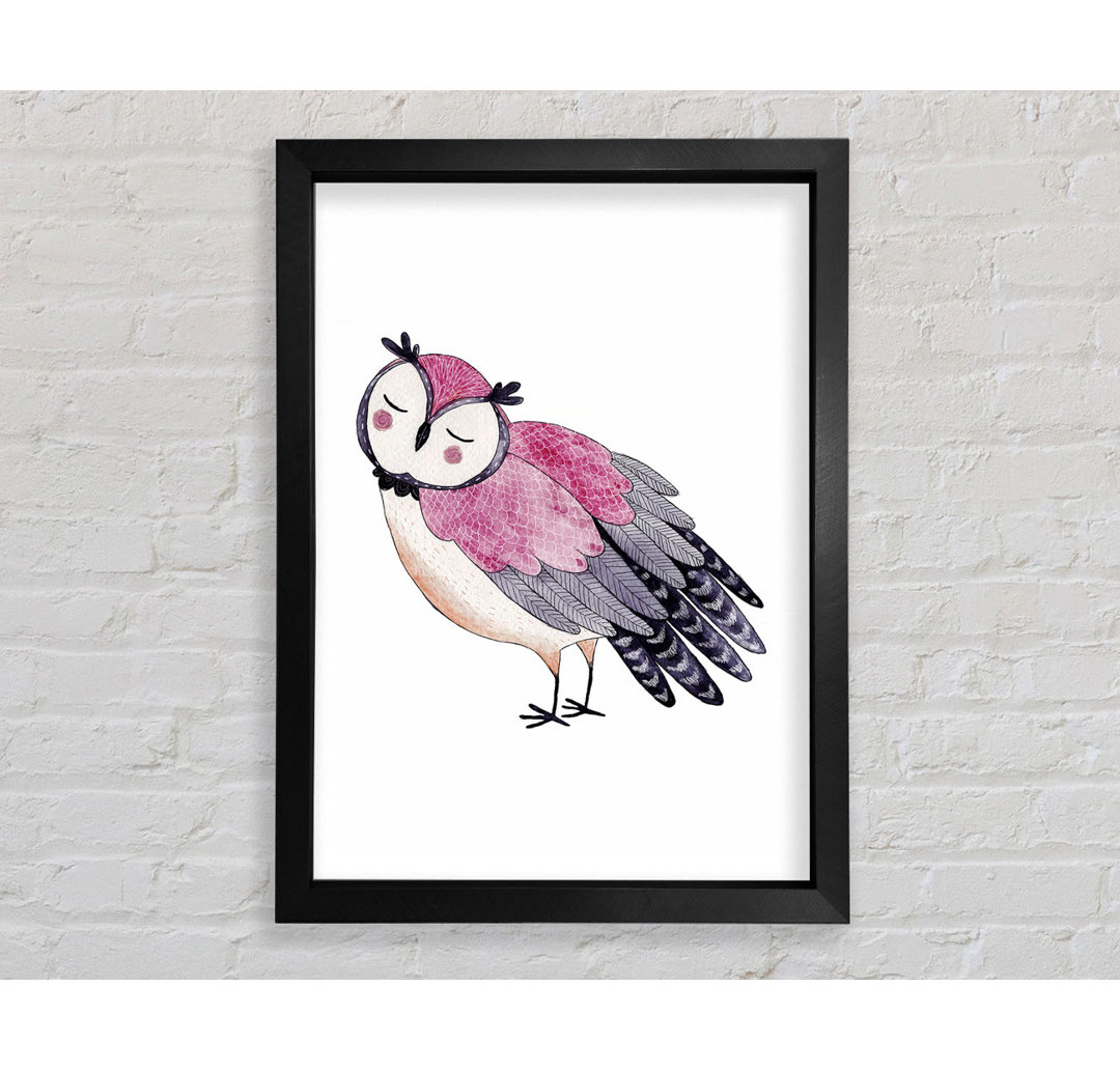 Teressa Pink Owl Gerahmter Druck Wandkunst