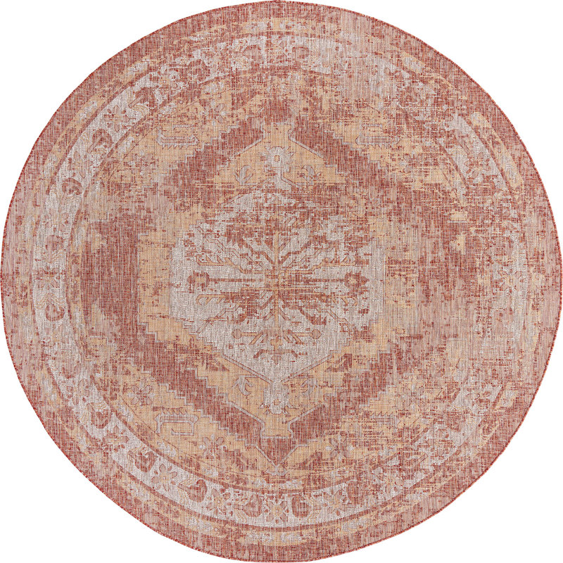 Outdoor Nile Area Rug Rust Color, Round 10'