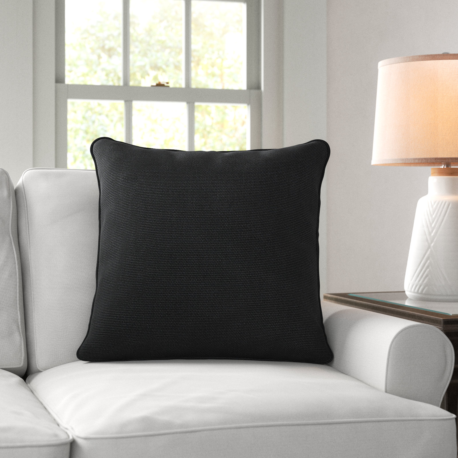 Ansonia Sunbrella® Throw Pillow, 22" x 22", Canvas Black