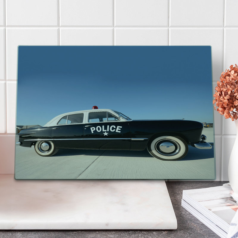 Planche à découper Ambesonne American grande voiture de police numérique bleu, beige et noir