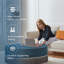 Upholstered Cocktail Ottoman Large Coffee Table for Living Room，Modern Round Cushioned Tassel Center Table Blue