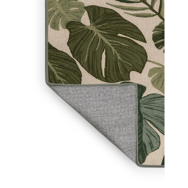 Tapis vert botanique lavable à la machine, Rond 7 pi