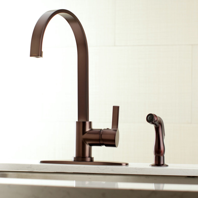 Kingston Brass Continental Single-Handle 2-Hole Deck Mount Kitchen Faucet with Side Sprayer