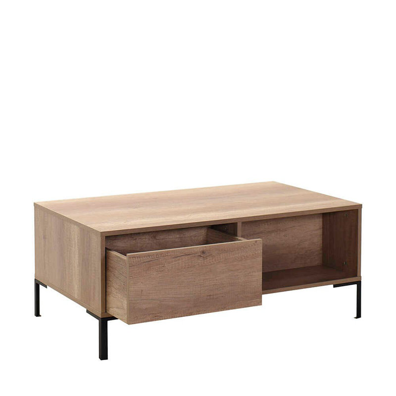 Modern Coffee Table, Light Walnut Finish, 40.6 x 16.5 x 23.6 inches | 100% Melamine Coated Particle Board, Thickness: 0.6 inches | Stylish Industrial Design for Living Room & Office, Durable & Elegant