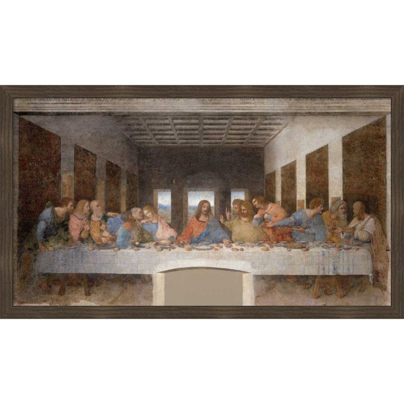 «The Last Supper» par Leonardo Da Vinci, reproduction d'art sur toile encadrée, 22 x 38, Rayures grain de bois