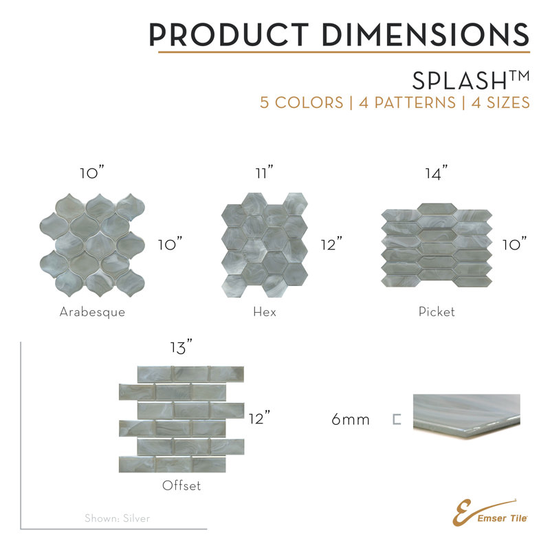 Splash™ Tan 10" x 14" Glass Honeycomb Mosaic Tile, Moss