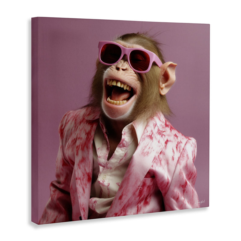 Hipster Monkey in suit Canvas, design par Roozbeh, H 24 po x l 24 po