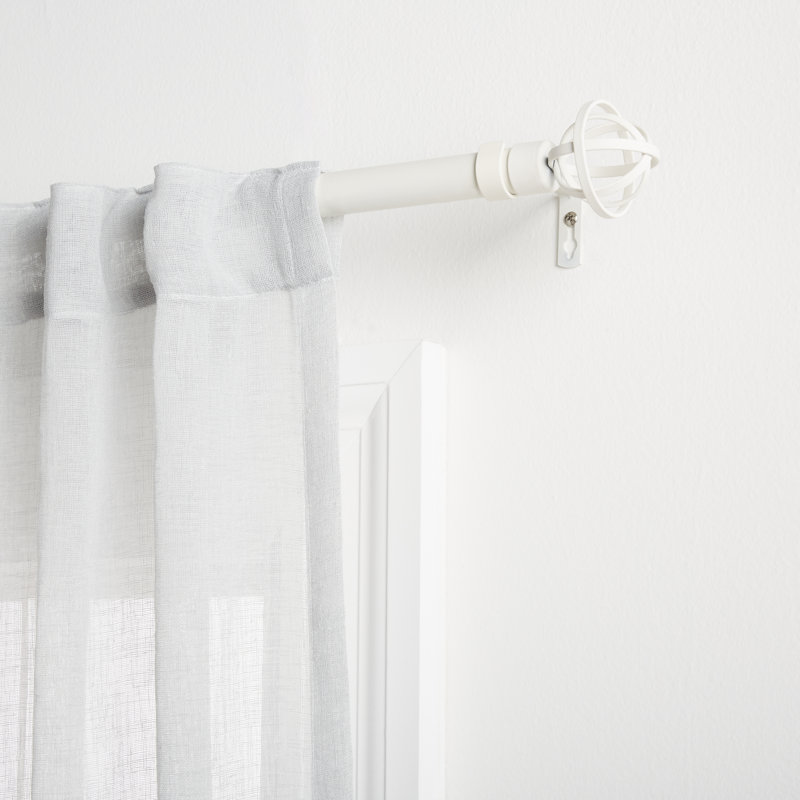 Trevoux Adjustable Single Curtain Rod, 36" - 72", Black