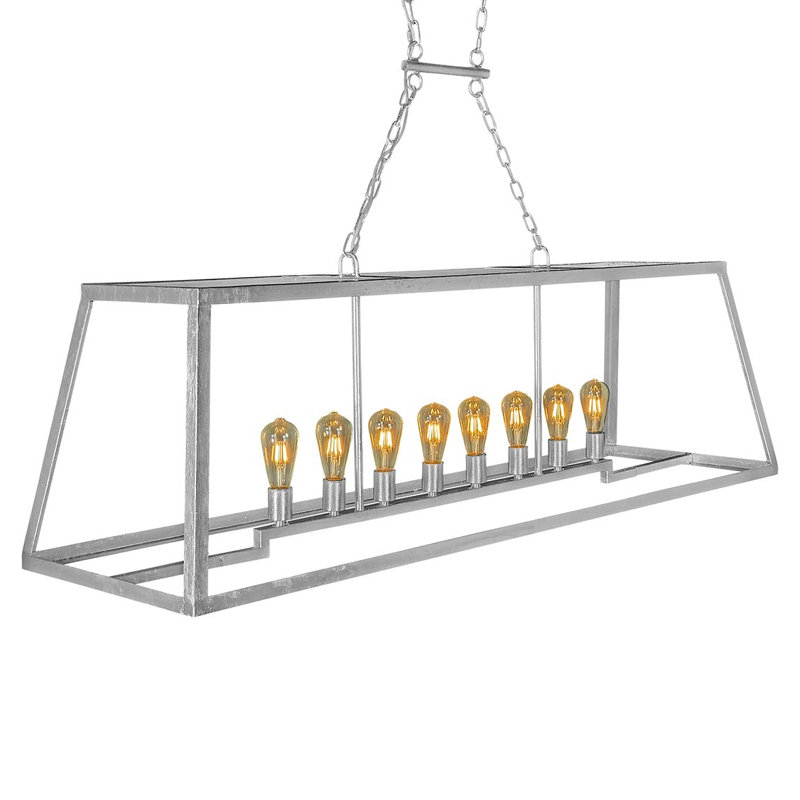 Vegas 8 - Light Kitchen Island Linear Pendant, Silver Leaf, 120V