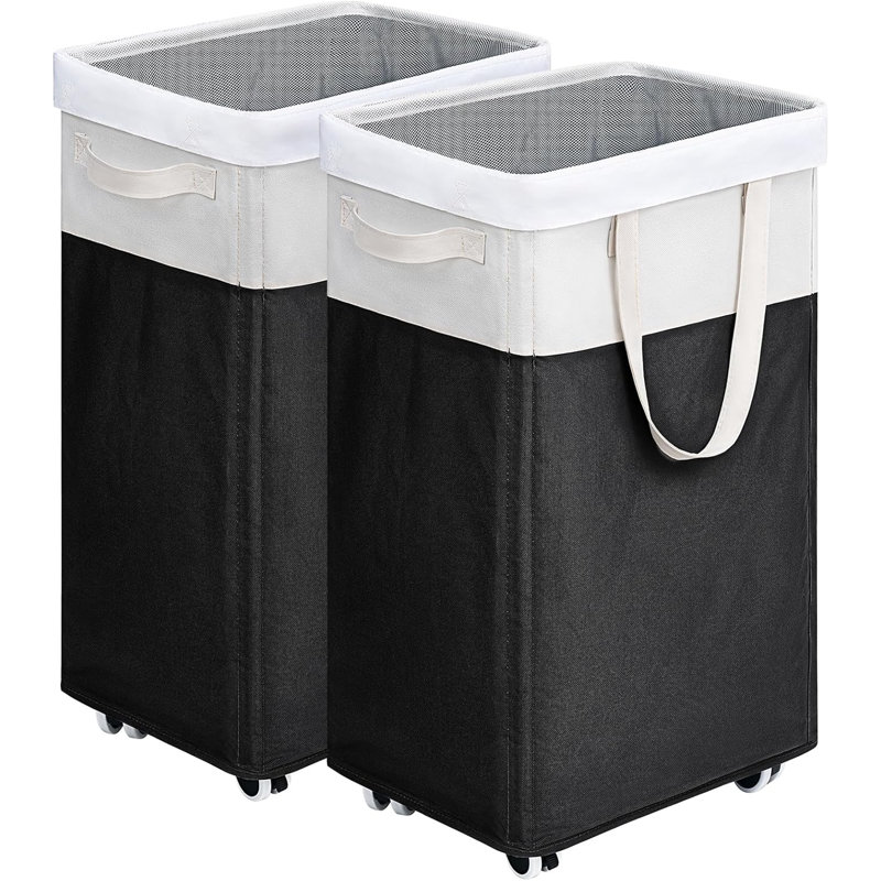2-Pack Laundry Hamper With Wheels And Removable Wash Bags, Large Capacity Collapsible Laundry Basket With Sturdy Metal Frame, Tall Laundry Organizer For Home Dorm
