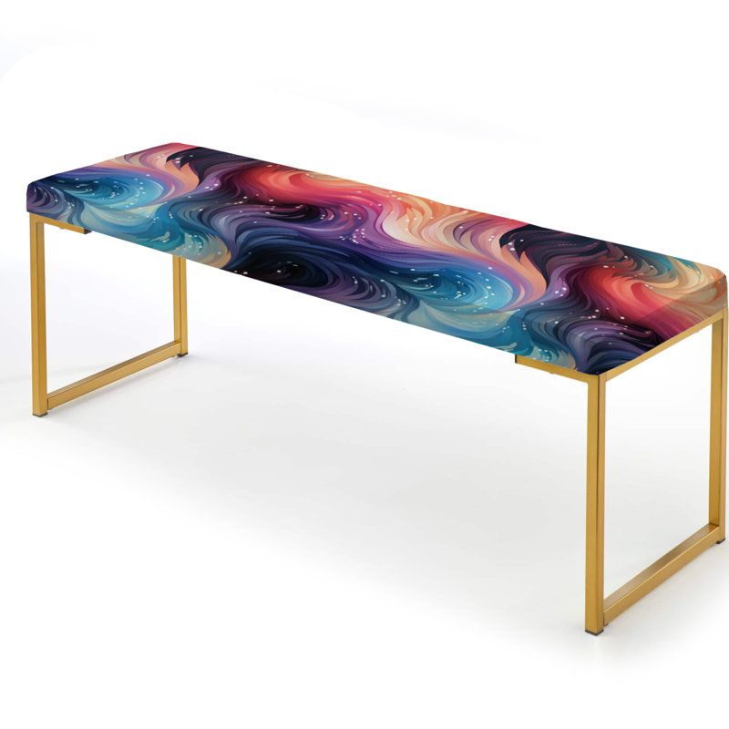 Blue And Purple Celestial Dreams Chevron Pattern - Paisley Upholstered Gold Bench