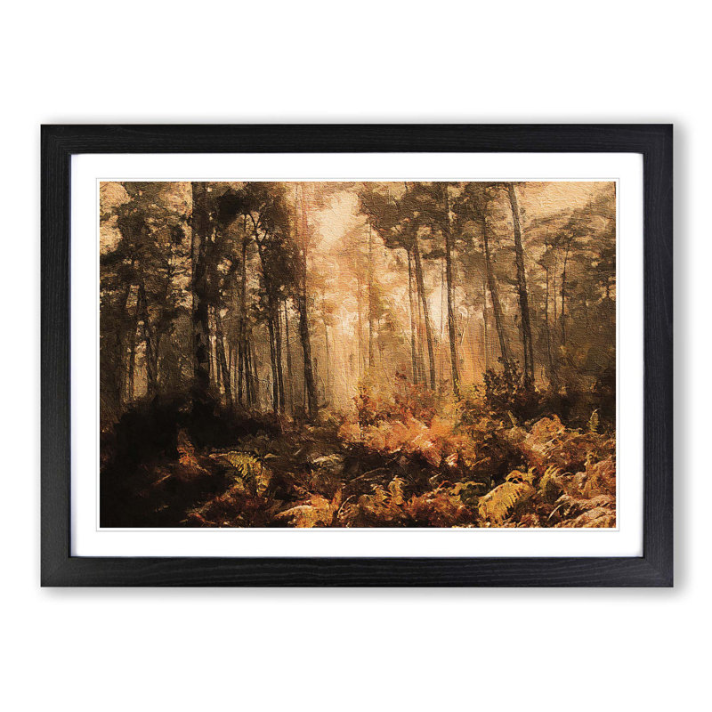 Forest in an Orange Glow - Picture Frame Painting Print, 36cm H x 48cm W x 2cm D, Black Framed
