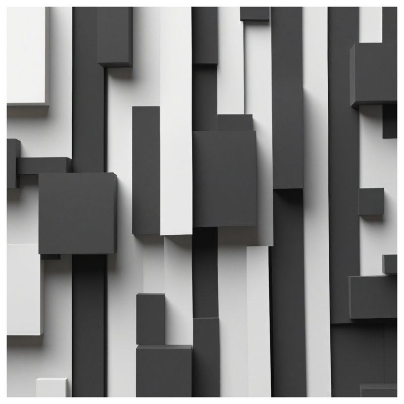 Tapisserie murale noir et blanc - Rectangles, H 104 po x 88 avec 4 œillets