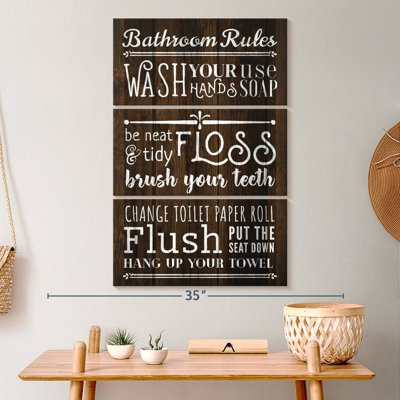 «Rustic Bathroom Rules», reproduction sur toile