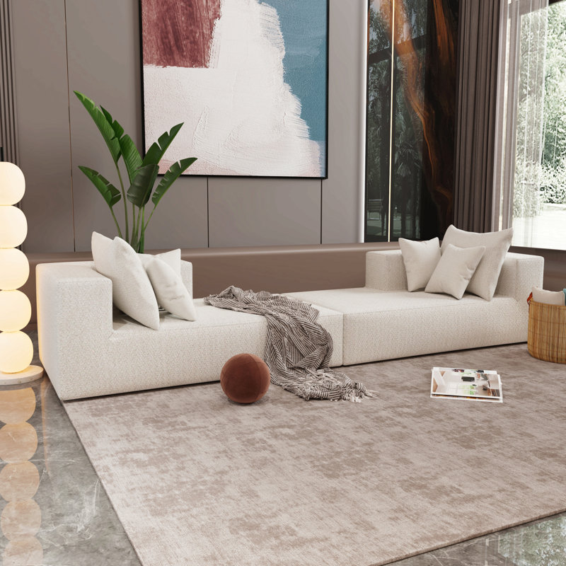 Canapé combiné, canapé-lit, fabriqué en éponge haute densité et en tissu de lin doux, avec plusieurs méthodes de combinaison (beige)