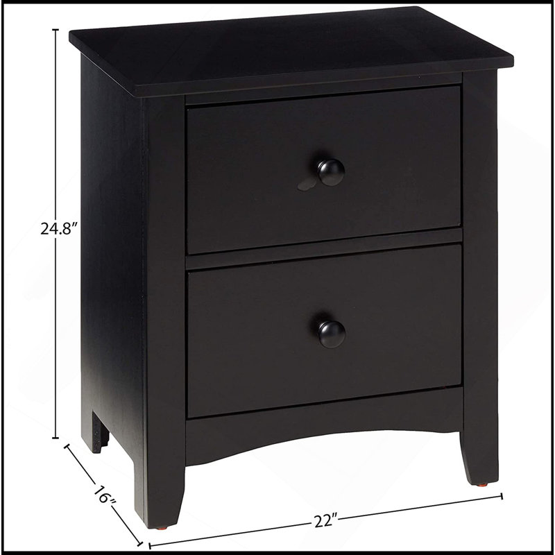 Table de chevet moderne 2 pièces, Noir