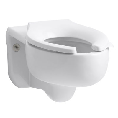 Stratton Water-Guard Wall-Mounted 3.5 GPF Water-Guard Flushometer Valve Elongated Blow-Out Toilet Bowl with Top Inlet, Requires Seat